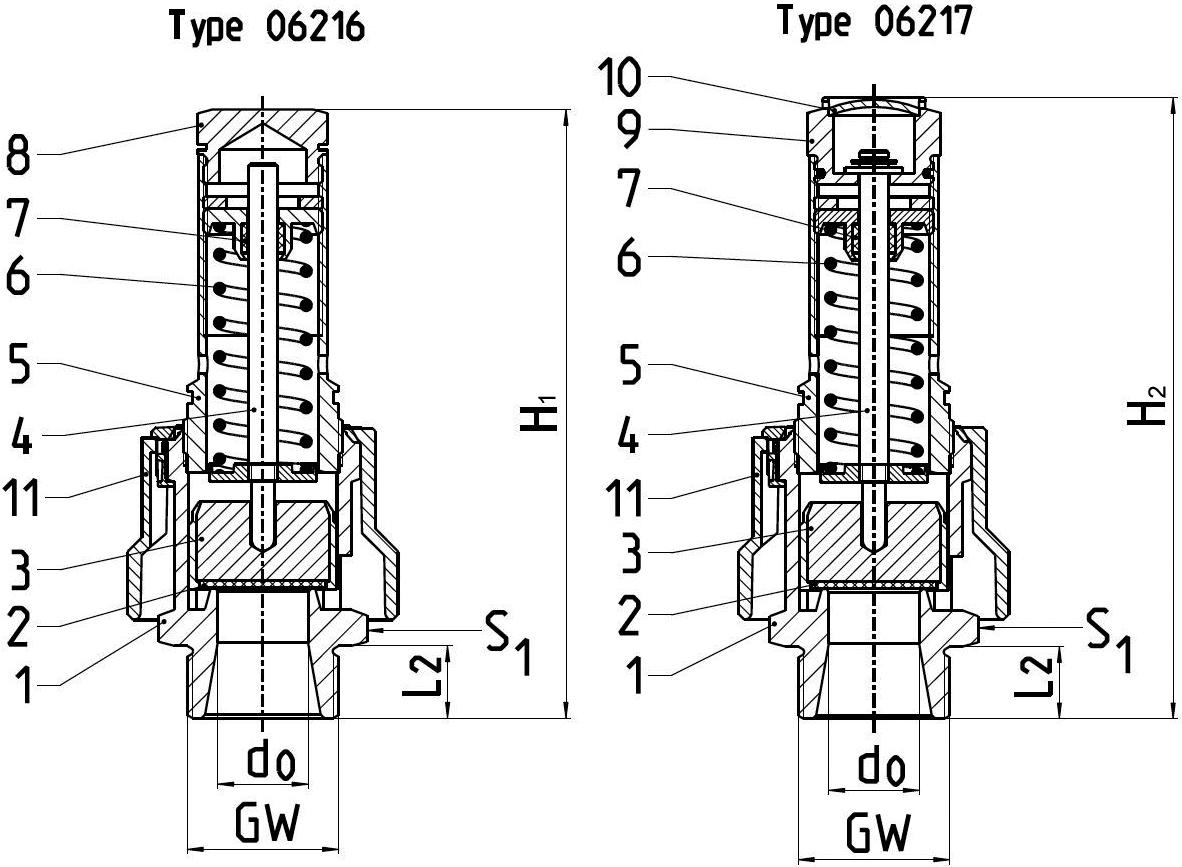 Type 06216, 06217 with protection cap